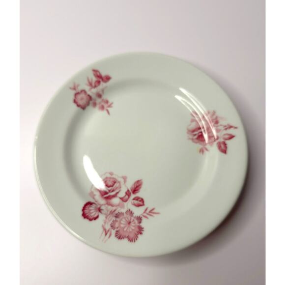 Vintage RimRol Shenango 7" Plate RESTAURANT CHINA Pink Floral Newcastle PA - Picture 1 of 7